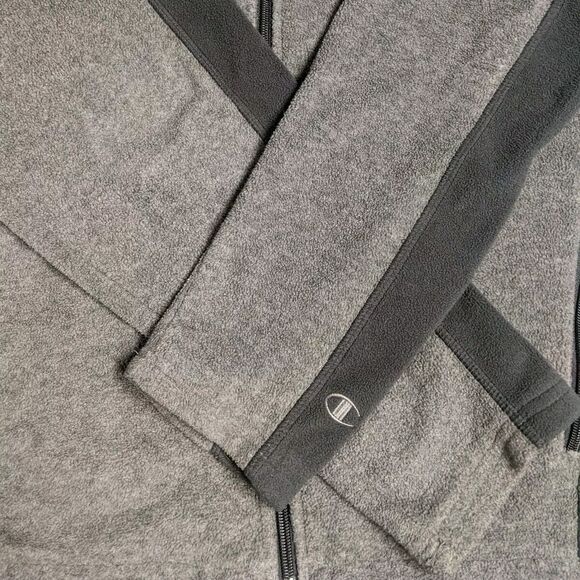 Champion Sweater Men Medium Fleece Full Zip Pullover Pockets Color Block Gray M - Picture 7 of 10